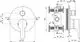 Schematics of a shower valve assembly by Ideal Standard, featuring a round control plate with measurements and connection points for plumbing installation.